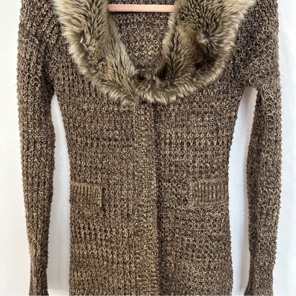 Vintage Say What USA Faux Fur Cardigan Sweater Women Size Medium Y2K Retro - Picture 3 of 11